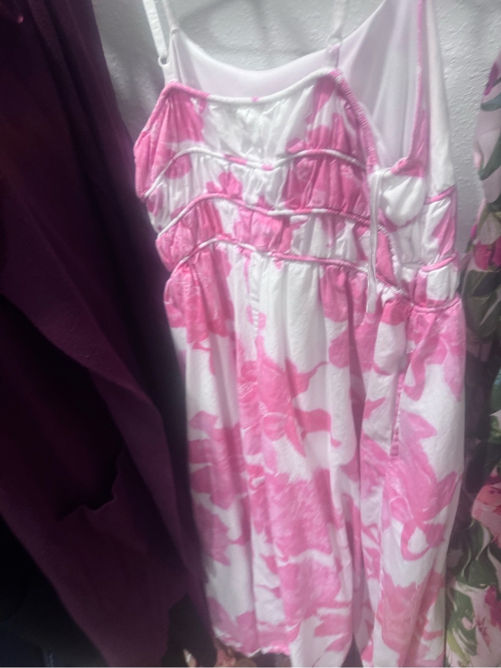 Women’s Pink Floral Midi Sundress with Adjustable Straps